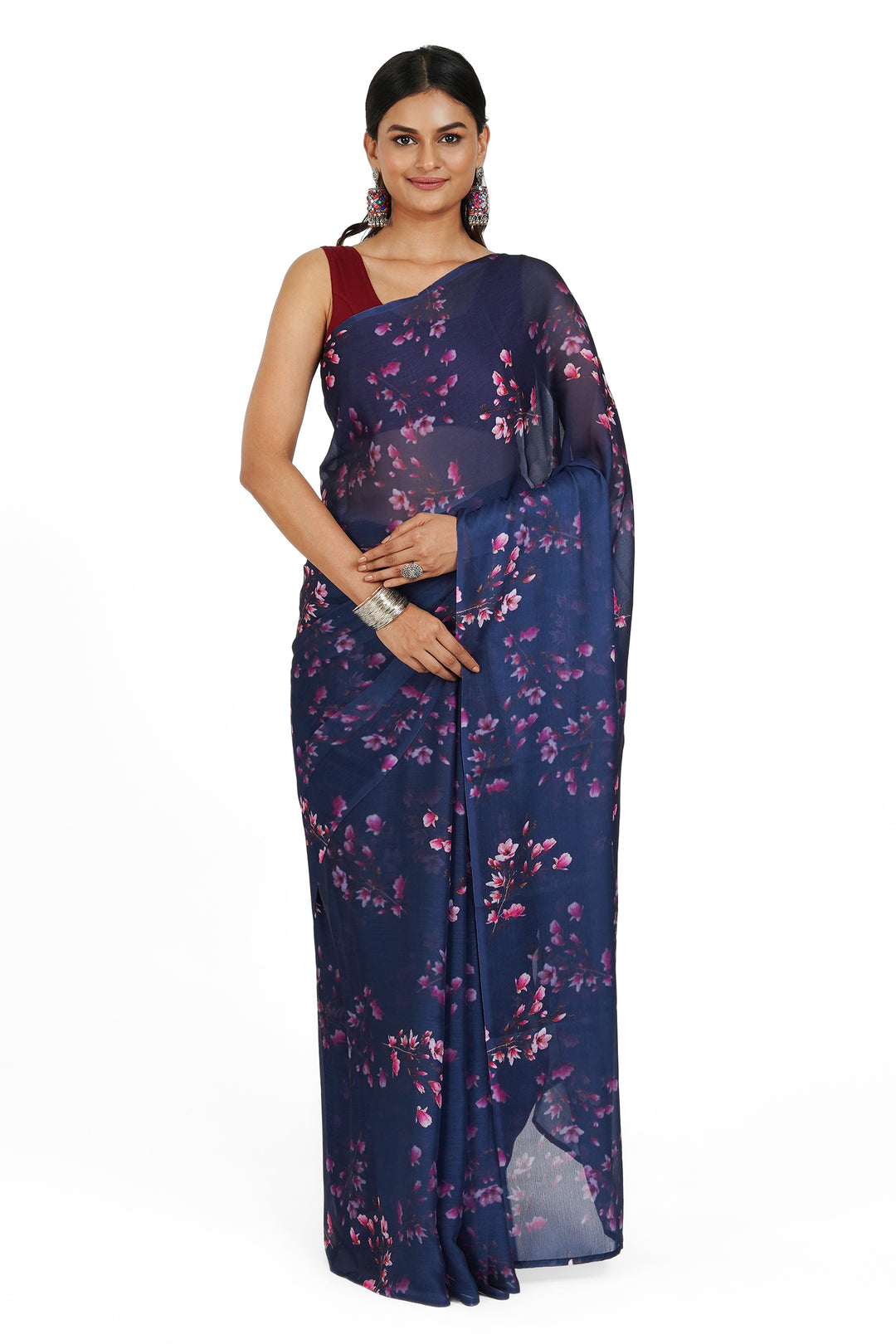Teejh Starry Night Elegance Digital Print Chiffon Saree