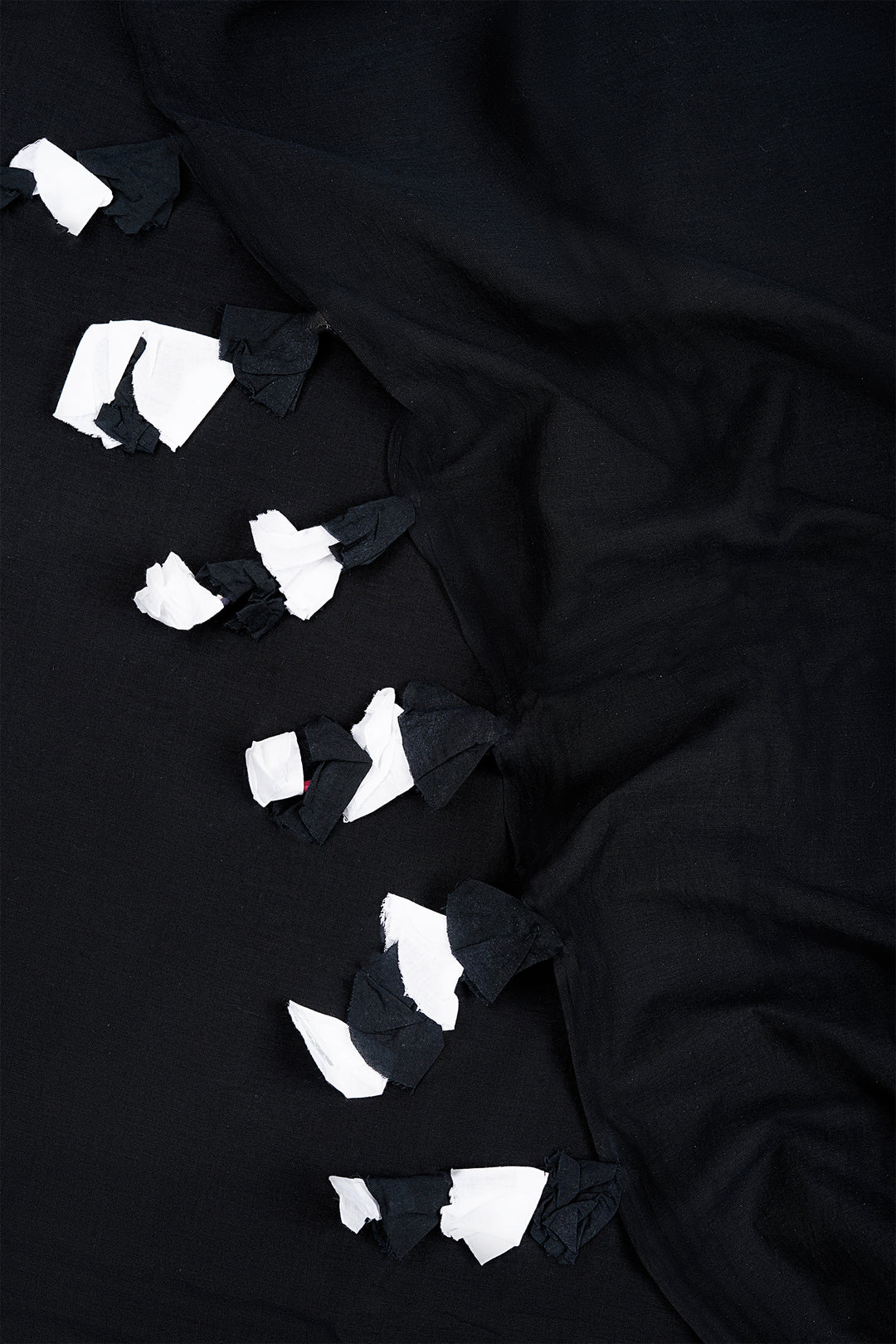Teejh Yin Yang Black and White Mulmul Saree