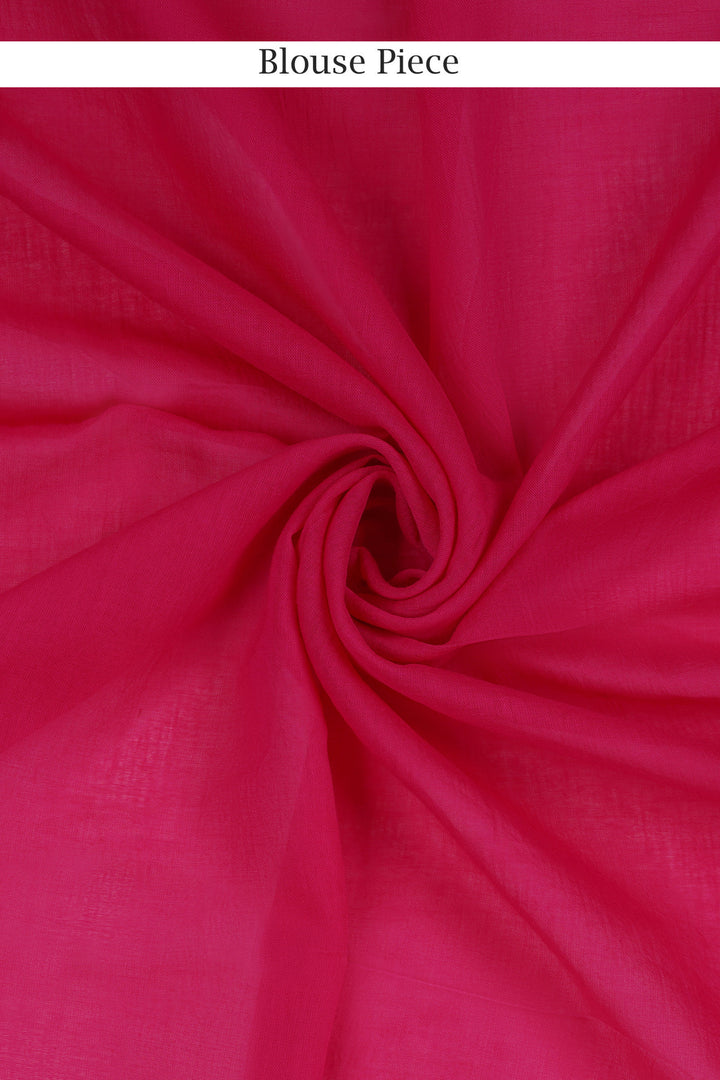 Teejh Lime and Berry Olive and Hot Pink Mulmul Saree