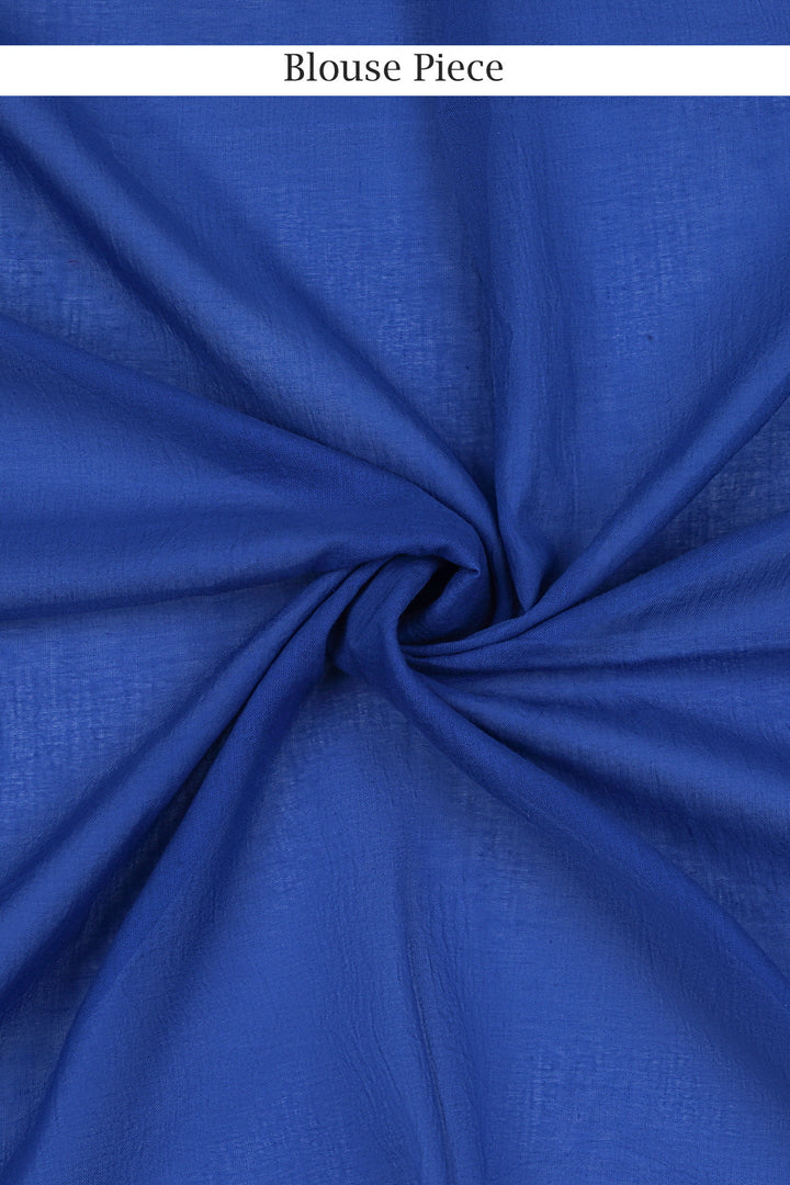 Teejh Vanilla and Berry Light Blue and Royal Blue Mulmul Saree
