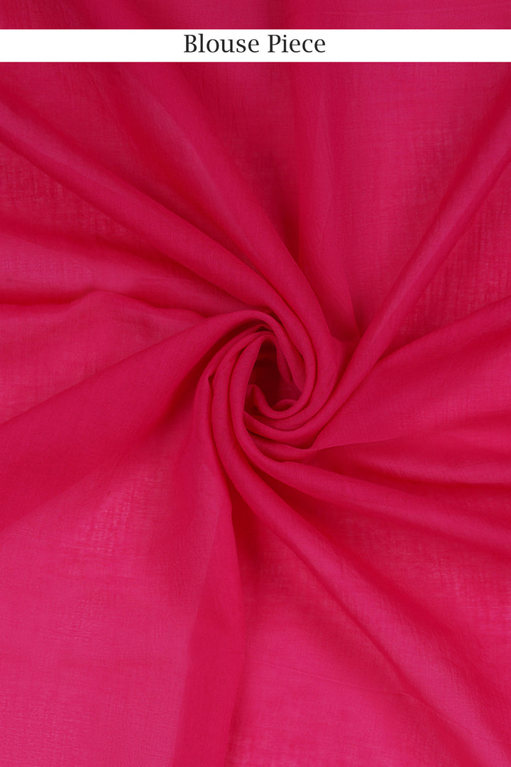 Teejh Vanilla and Cherry White and Hot Pink Mulmul Saree