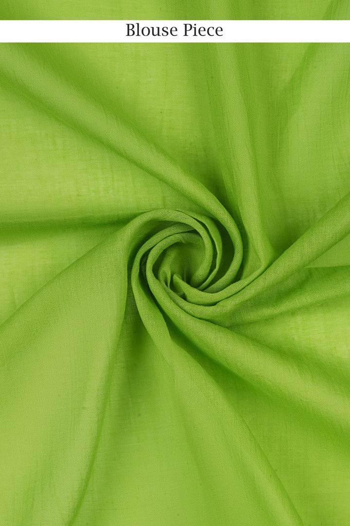 Teejh Lemon and Lime Light Yellow and Green Mulmul Saree
