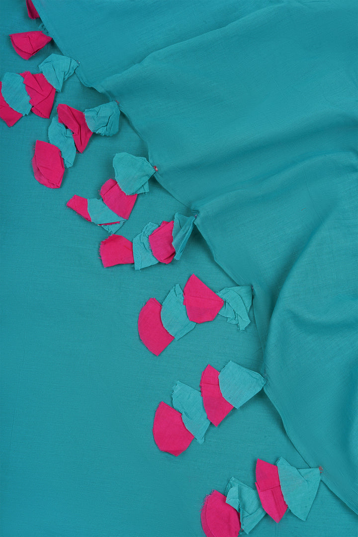 Teejh Cotton Candy Turquoise and Hot Pink Mulmul Saree