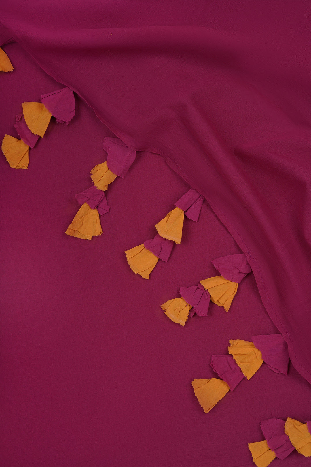 Teejh Spice Slice Magenta and Mustard Mulmul Saree