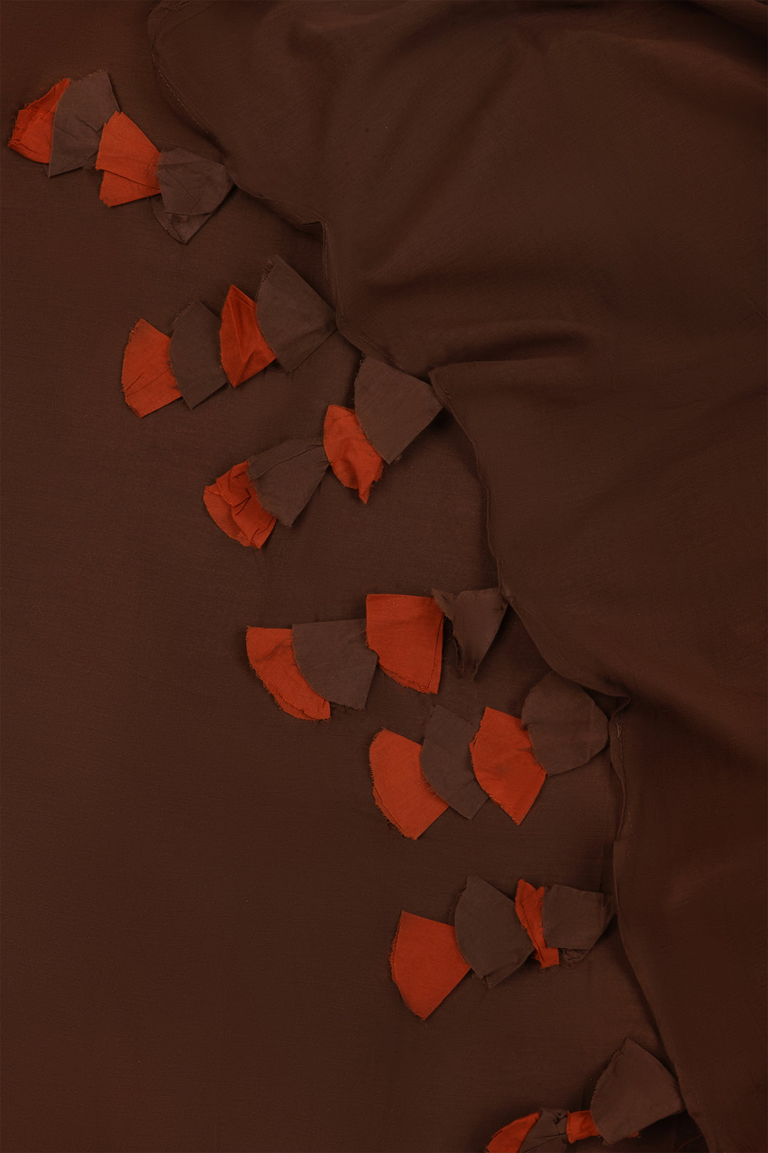 Teejh Sun and Saturn Brown and Rust Orange Mulmul Saree
