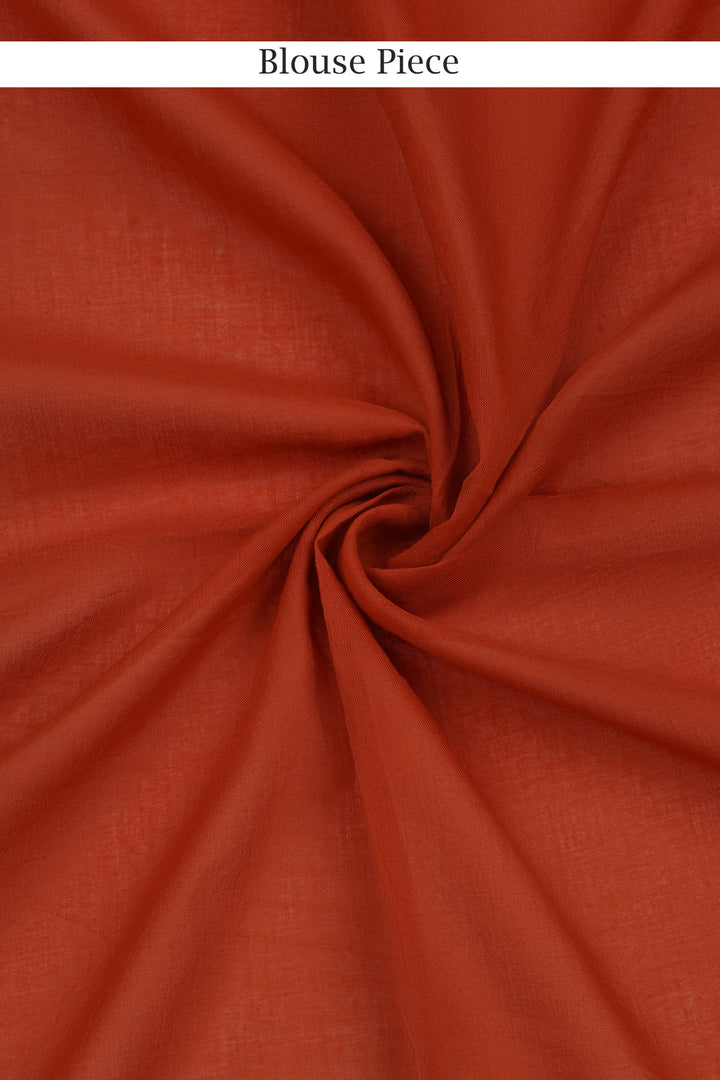 Teejh Sun and Saturn Brown and Rust Orange Mulmul Saree