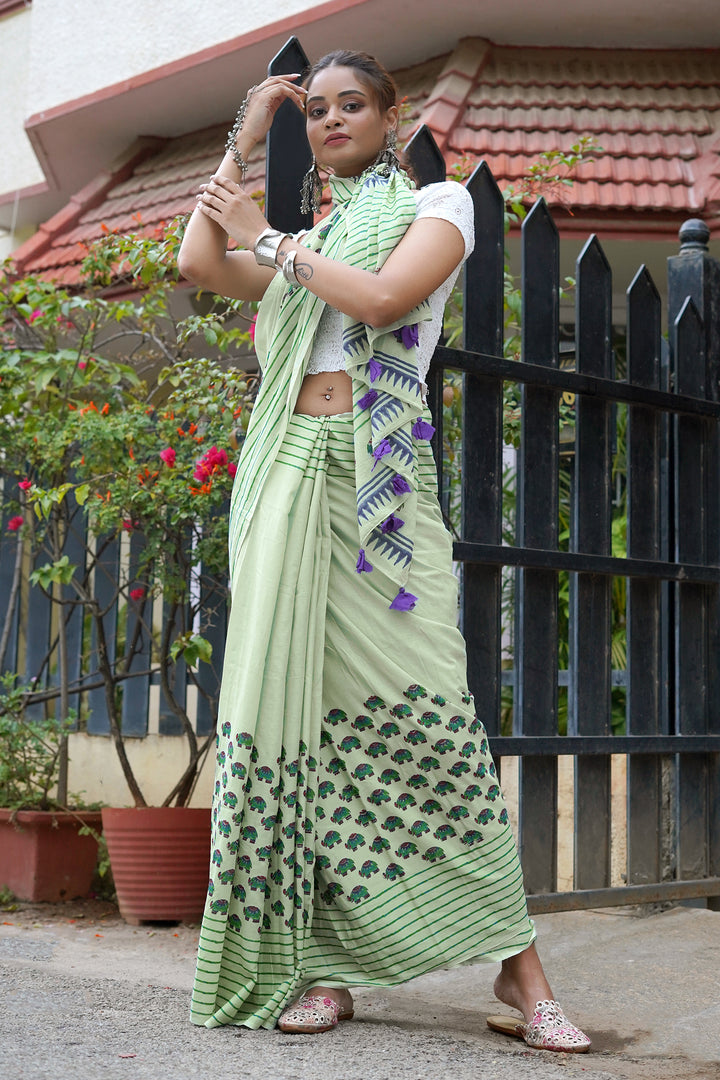 Teejh Haathi Mere Saathi Mulmul Cotton Saree