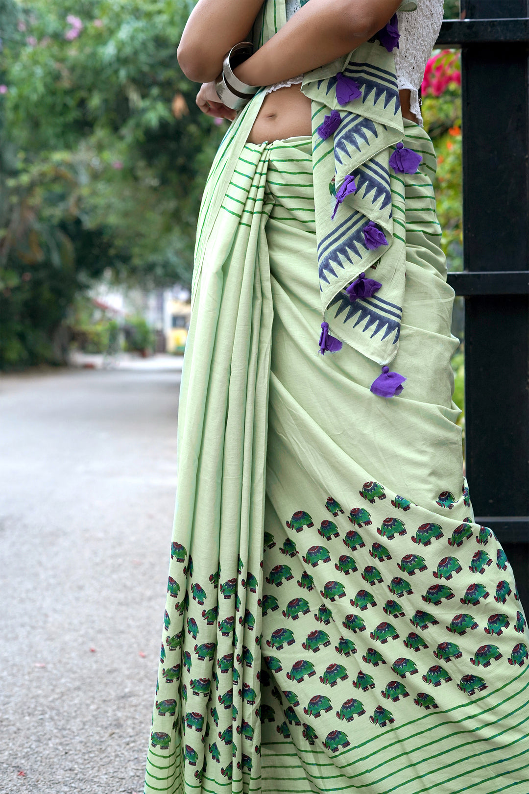 Teejh Haathi Mere Saathi Mulmul Cotton Saree