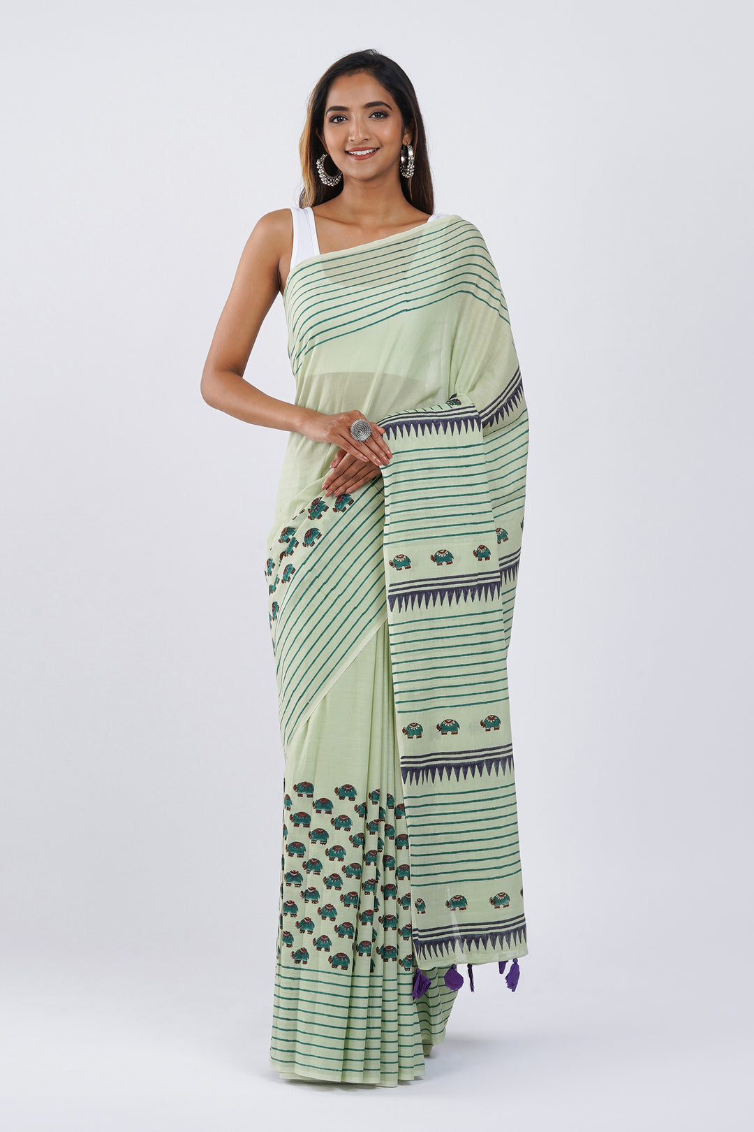 Teejh Haathi Mere Saathi Mulmul Cotton Saree