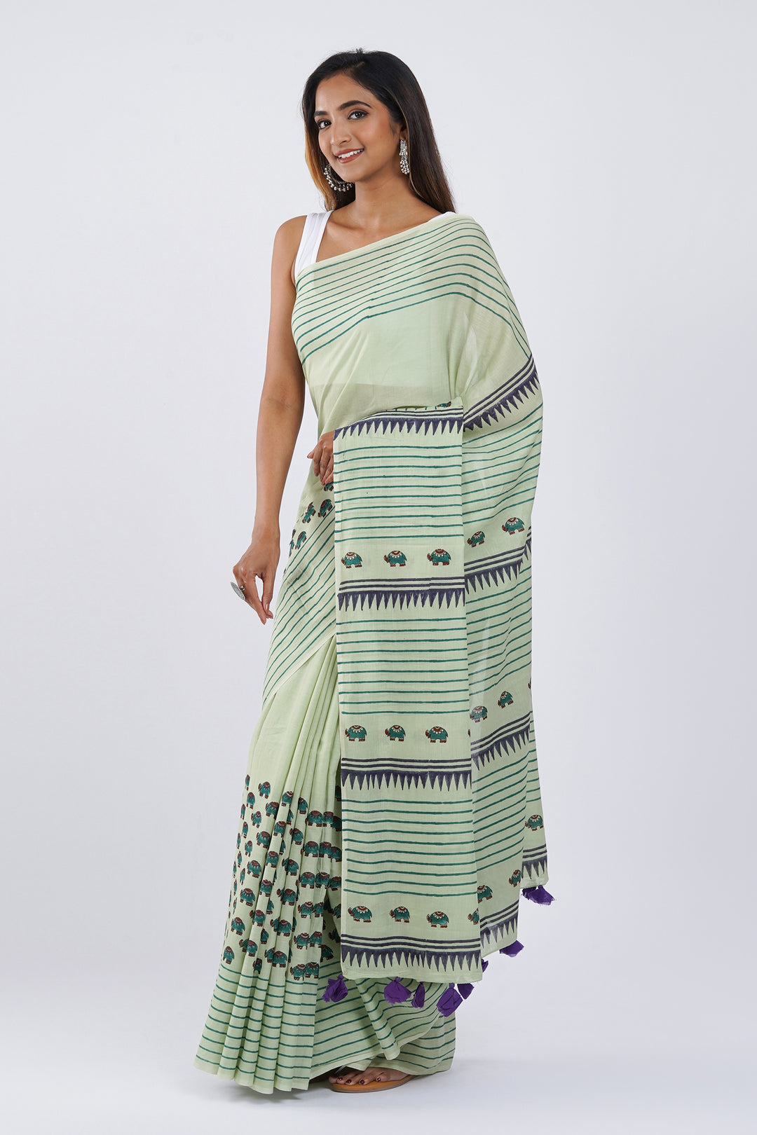 Teejh Haathi Mere Saathi Mulmul Cotton Saree