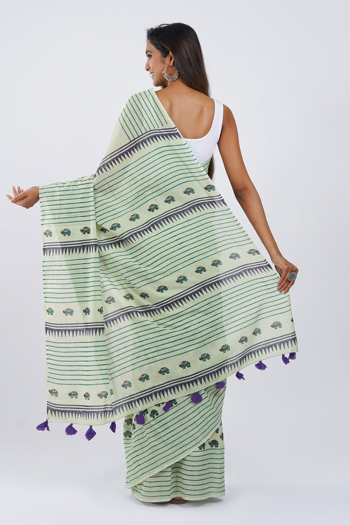 Teejh Haathi Mere Saathi Mulmul Cotton Saree