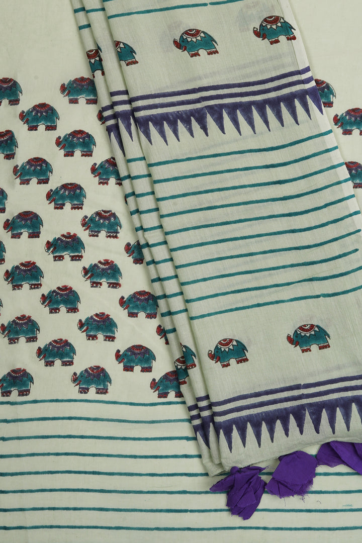 Teejh Haathi Mere Saathi Mulmul Cotton Saree