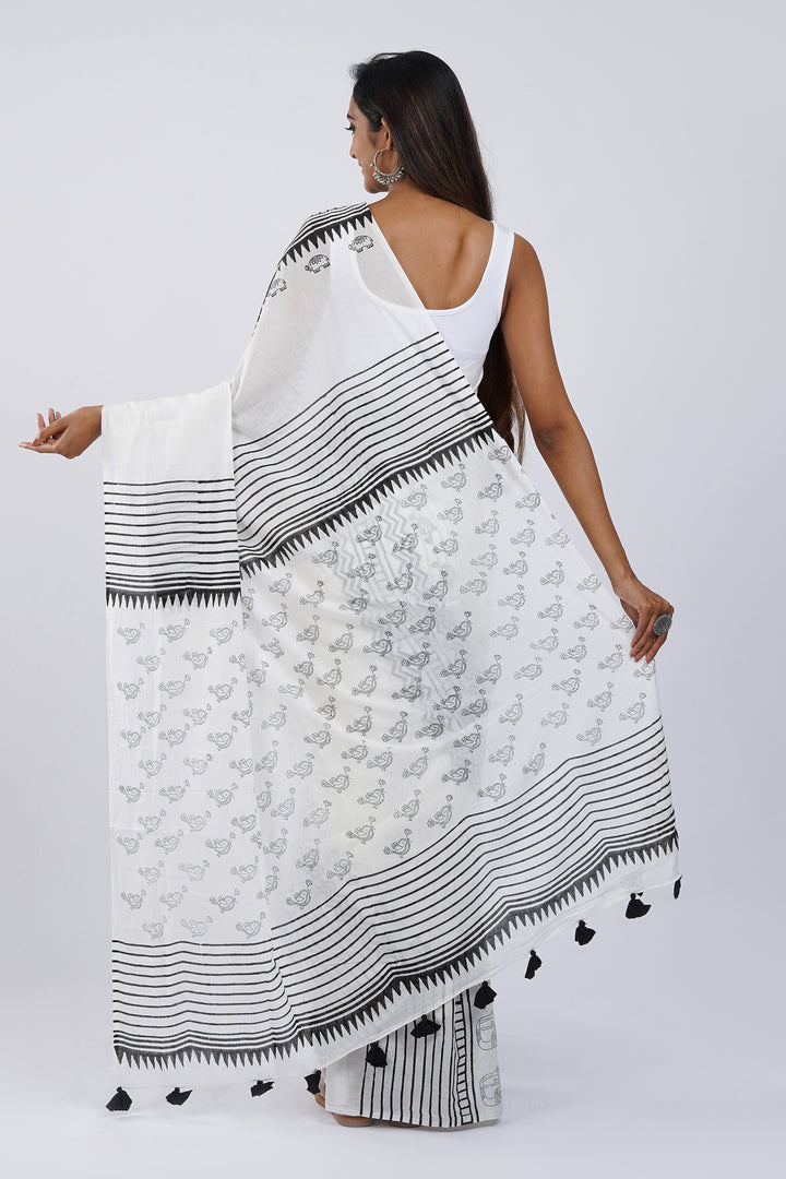 Teejh Madhubala Hand Block Saree