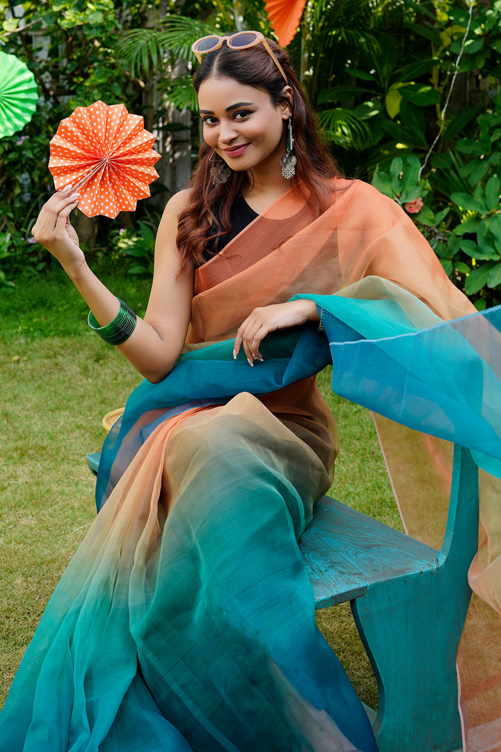 Teejh Chaayal Ombre Organza Saree