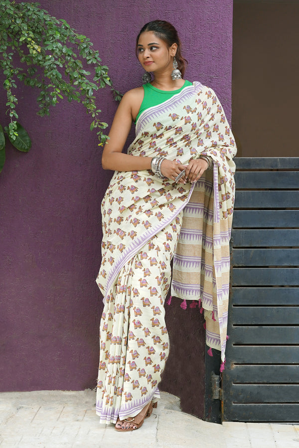 Teejh Safari Sunday Mulmul Cotton Saree