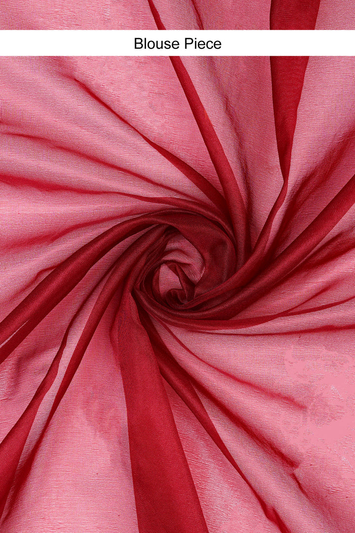 Teejh Iylia Dark Red Sequin Embroidery Organza Saree