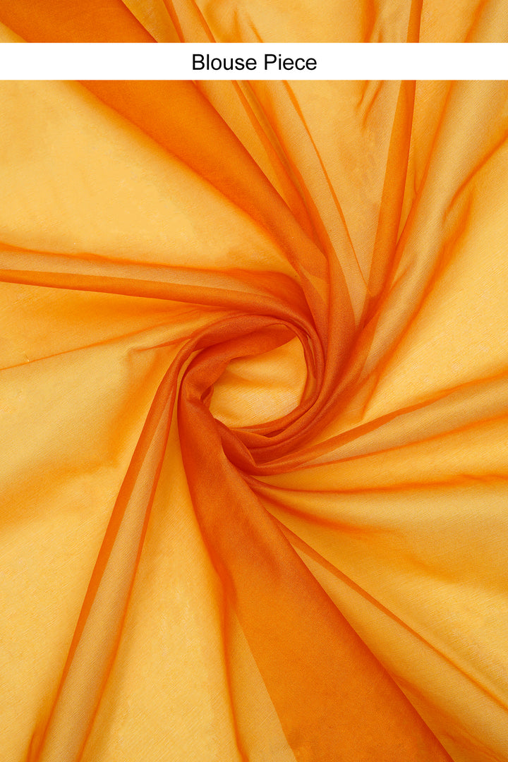 Teejh Indali Mustard Yellow Sequin Embroidery Organza Saree