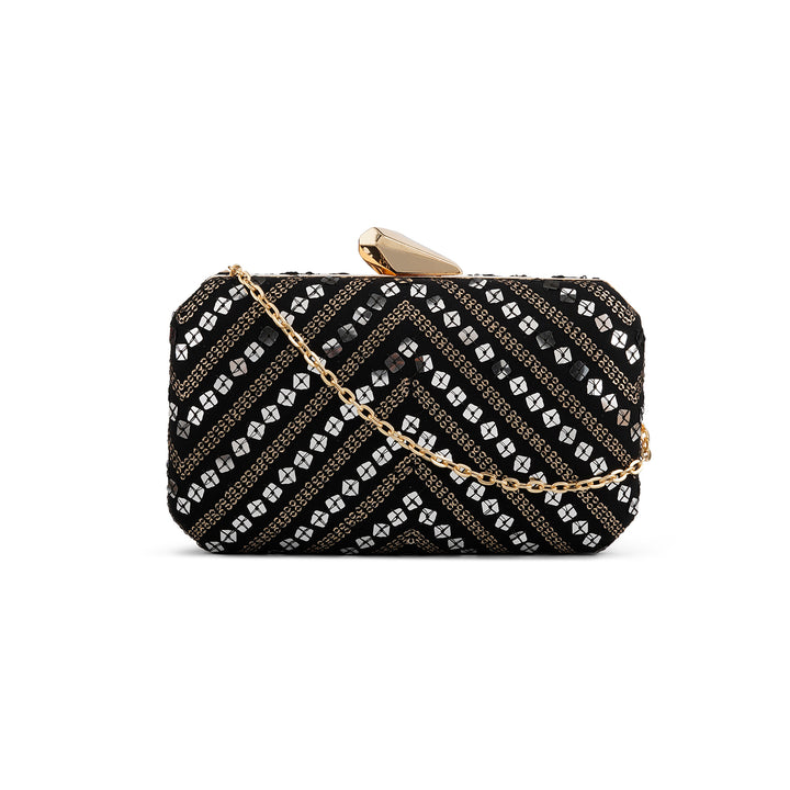 Teejh Shonali Black Sequin Clutch