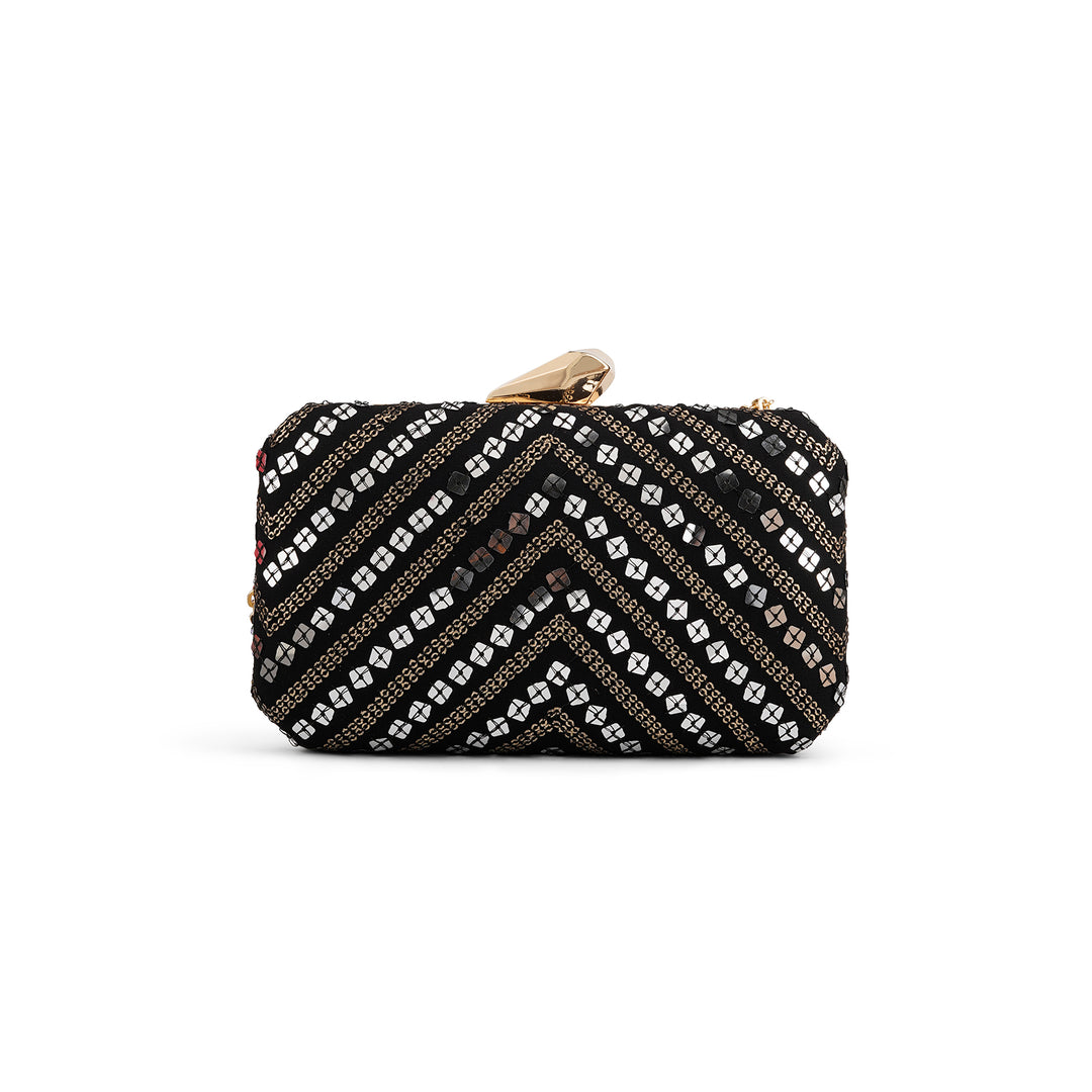 Teejh Shonali Black Sequin Clutch