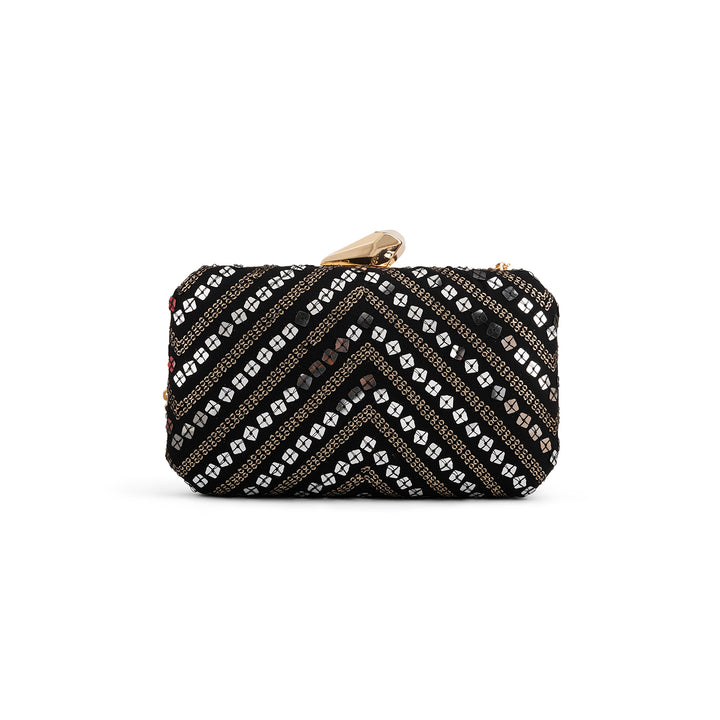 Teejh Shonali Black Sequin Clutch