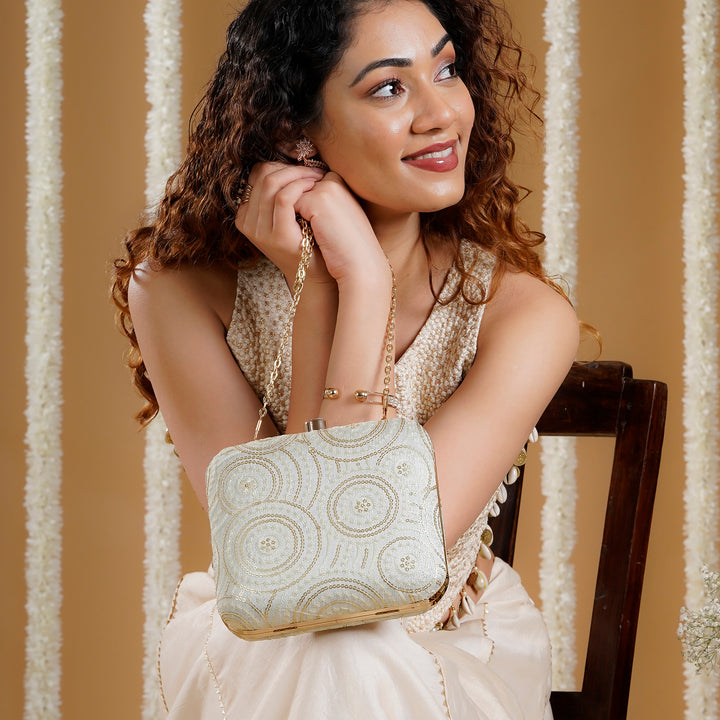 Teejh Nishi Circles Embroidered Clutch