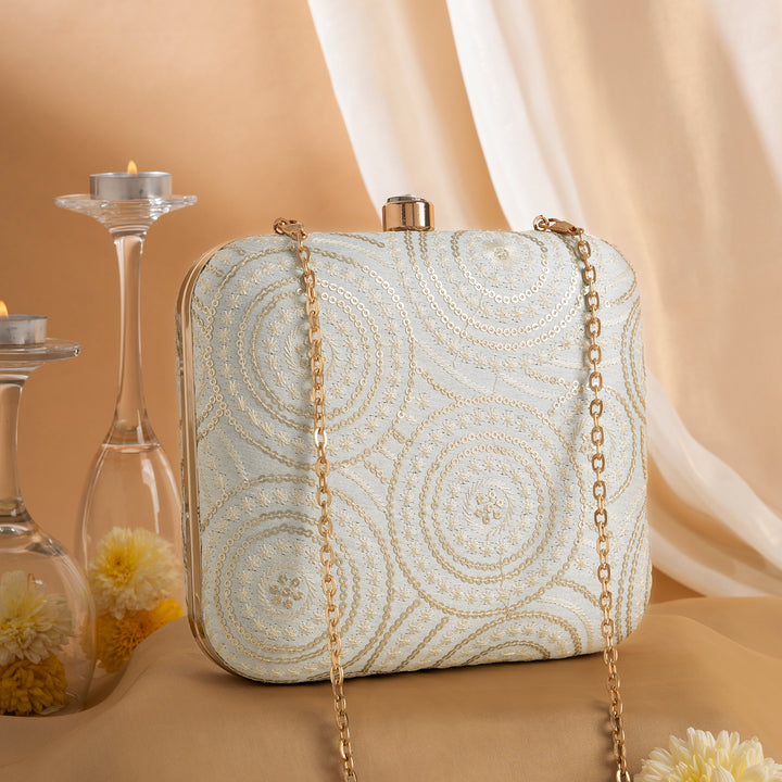 Teejh Nishi Circles Embroidered Clutch