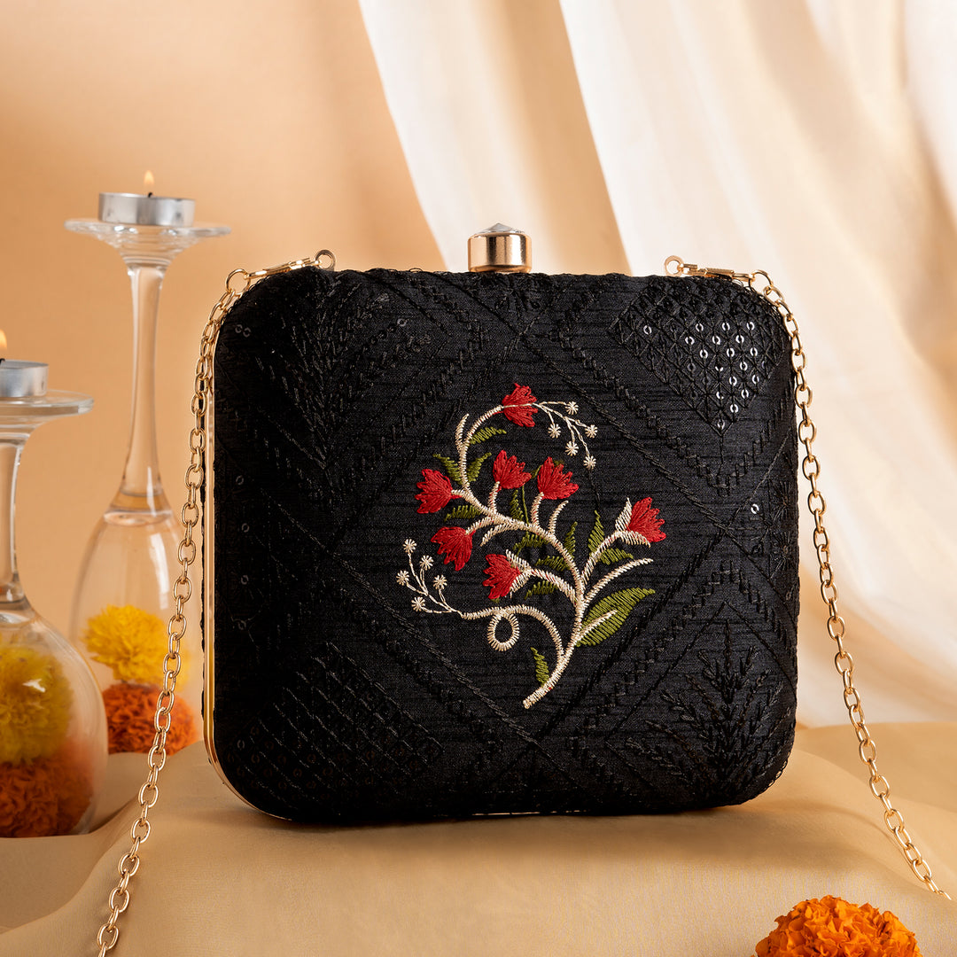 Teejh Avantika Floral Threadwork Clutch
