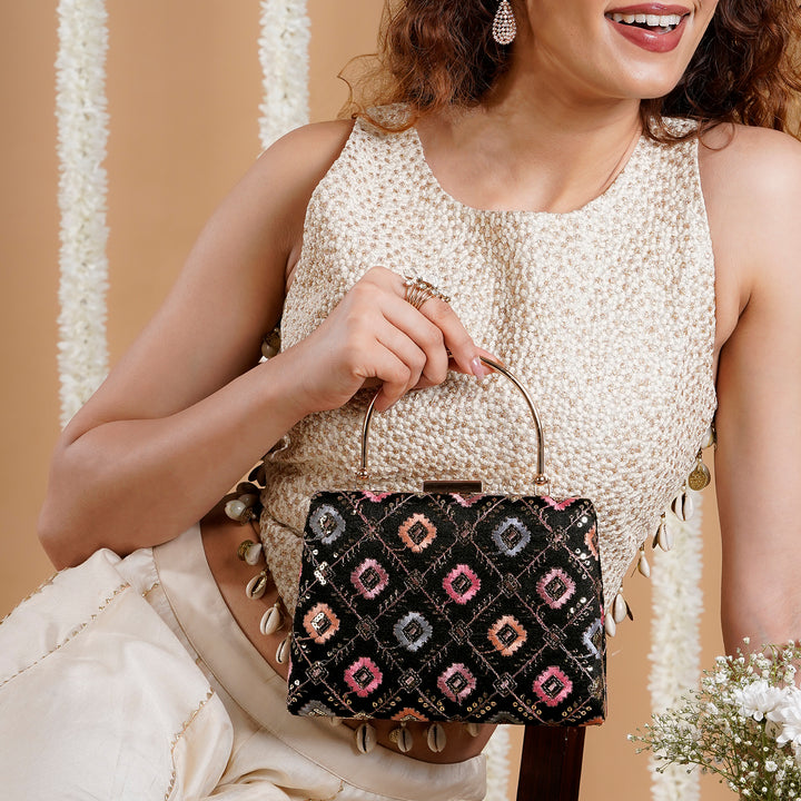 Teejh Tara Phulkari Threadwork Clutch