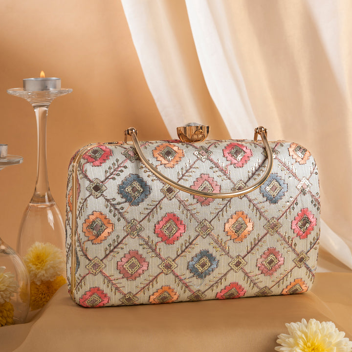 Teejh Sukanya Phulkari Threadwork Clutch