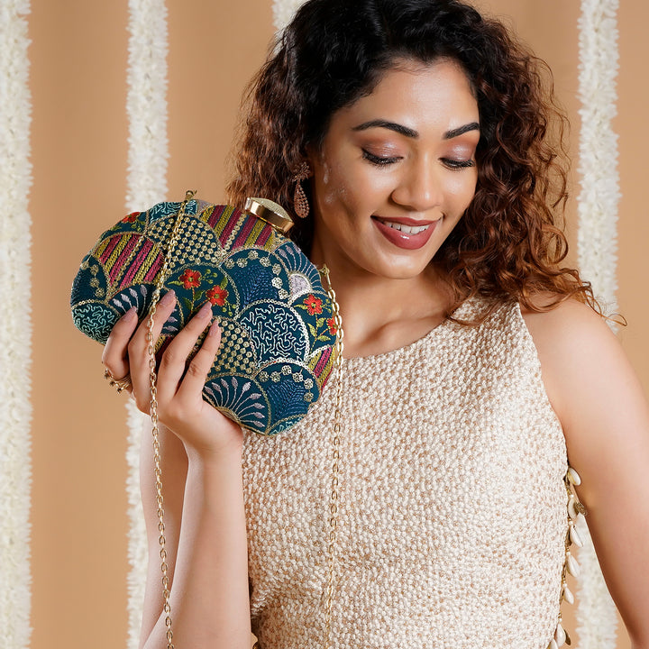 Teejh Siva Multicoloured Applique Clutch