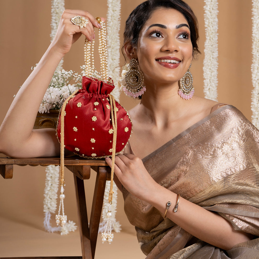 Saavan Aya Hai Maroon Potli Bag