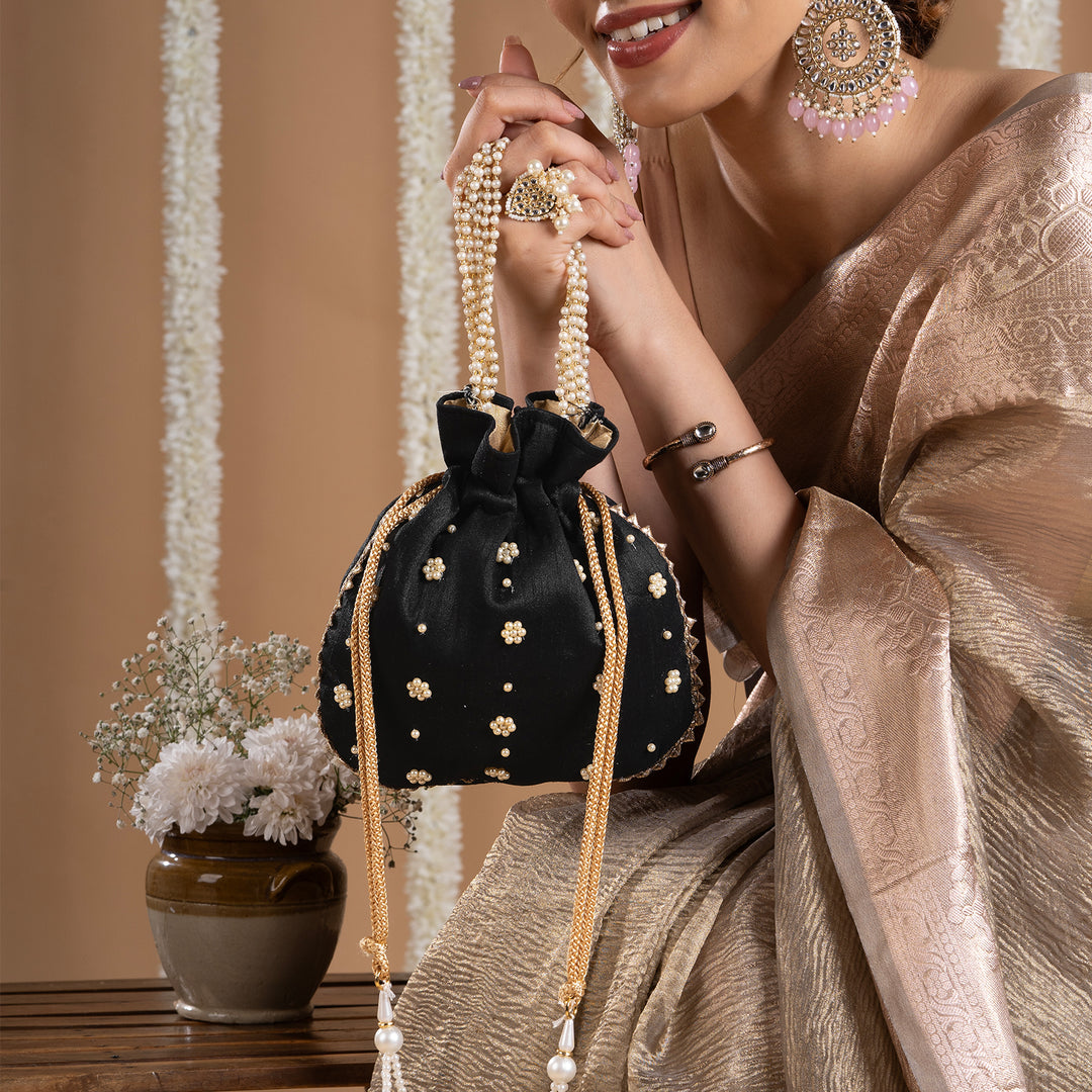 Saavan Aya Hai Black Potli Bag