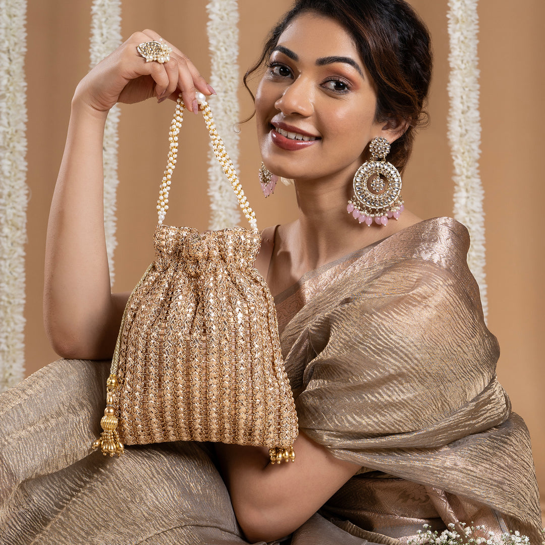 Afeemi Rose Gold Potli Bag