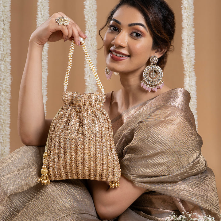 Afeemi Rose Gold Potli Bag