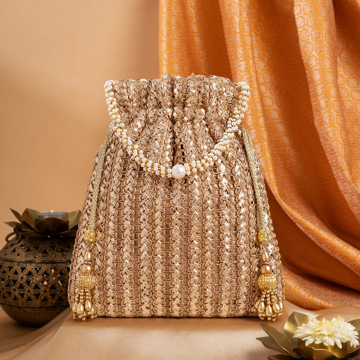 Afeemi Rose Gold Potli Bag