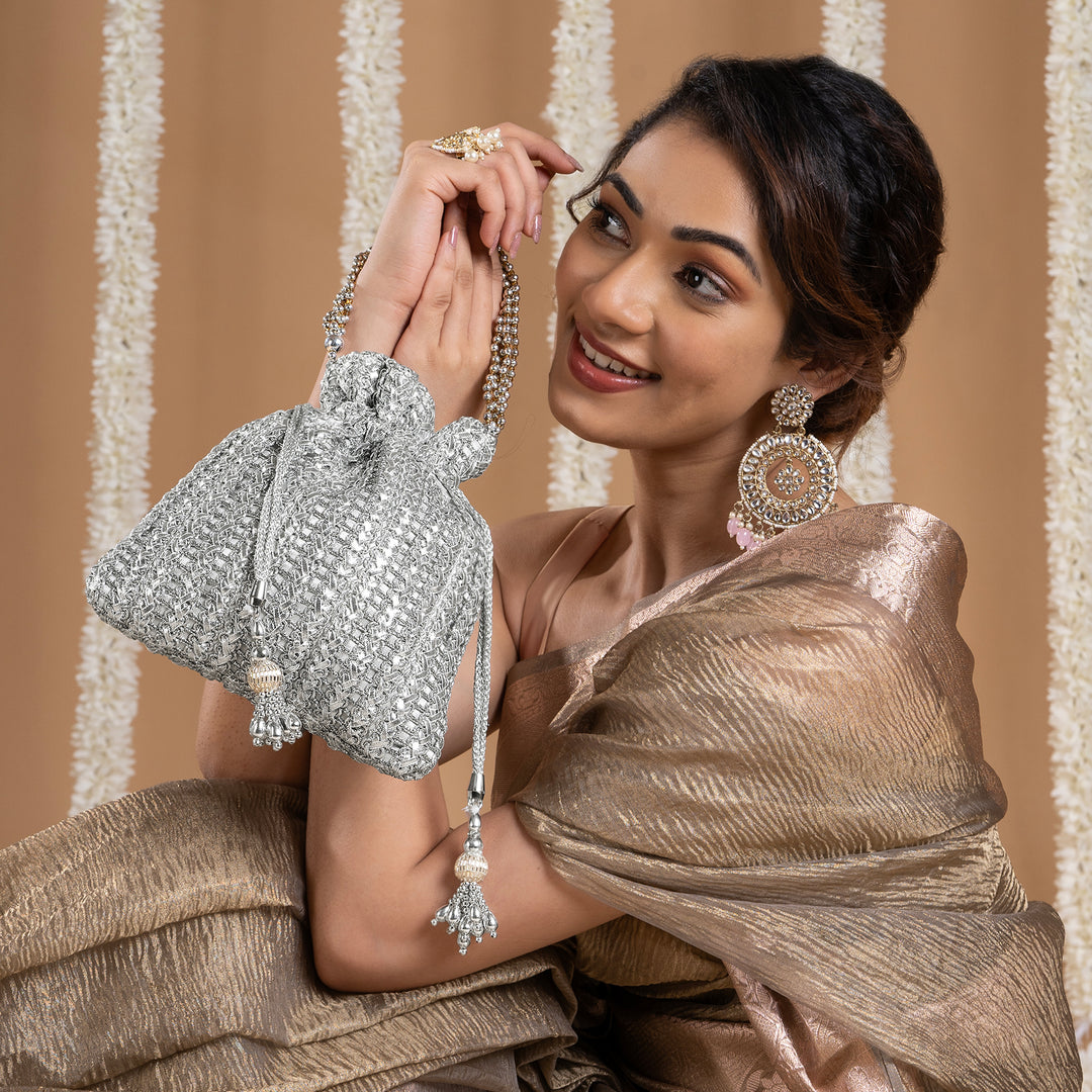 Afeemi Silver Potli Bag