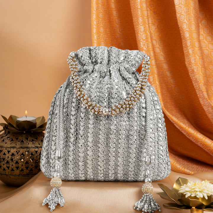 Afeemi Silver Potli Bag