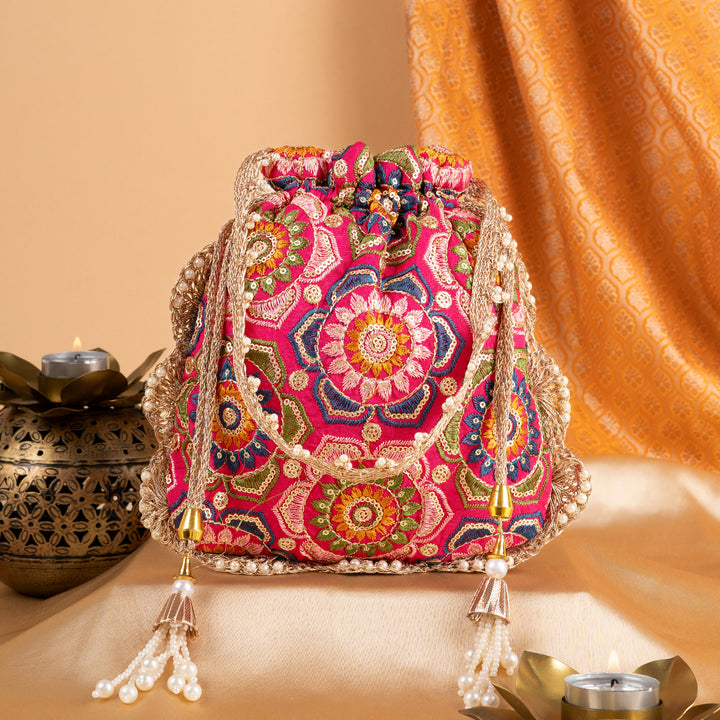 Rangeela Re Pink Potli Bag