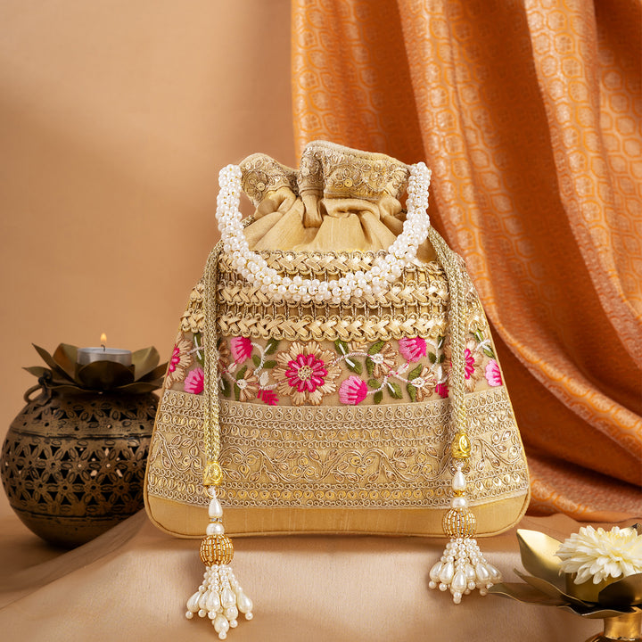 Adha Ishq Gold Potli Bag