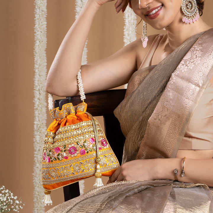 Adha Ishq Yellow Potli Bag