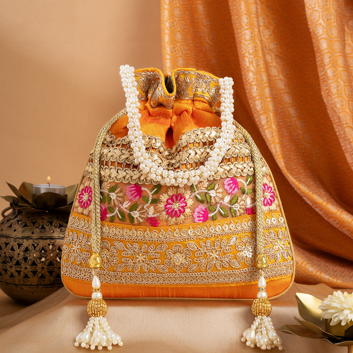 Adha Ishq Yellow Potli Bag