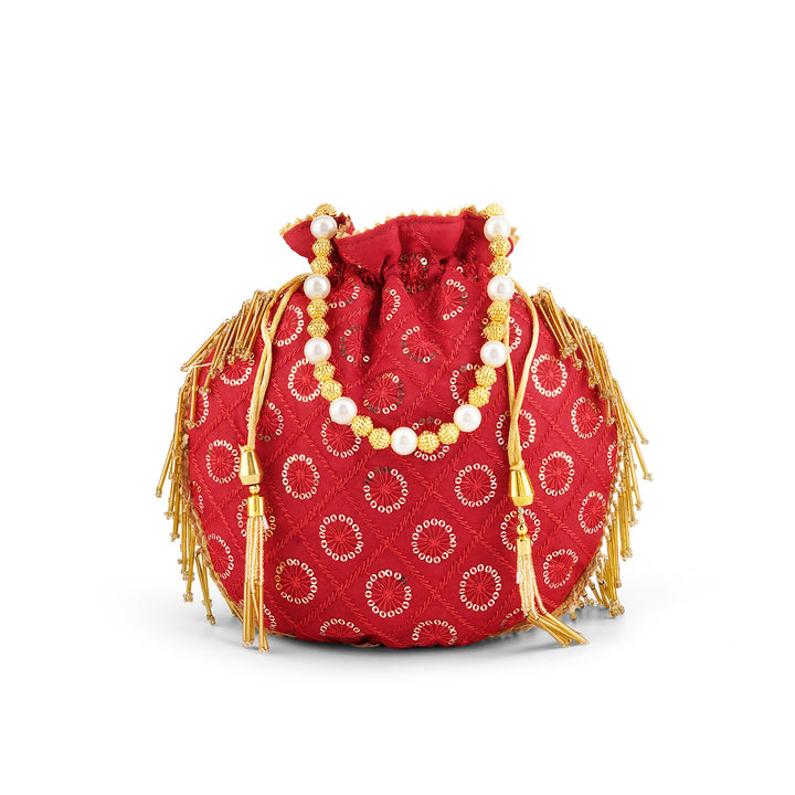 Meri Pyaari Bindu Red Sequence Potli Bag