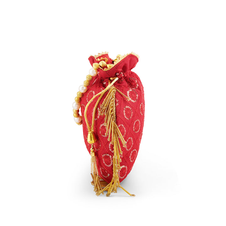 Meri Pyaari Bindu Red Sequence Potli Bag