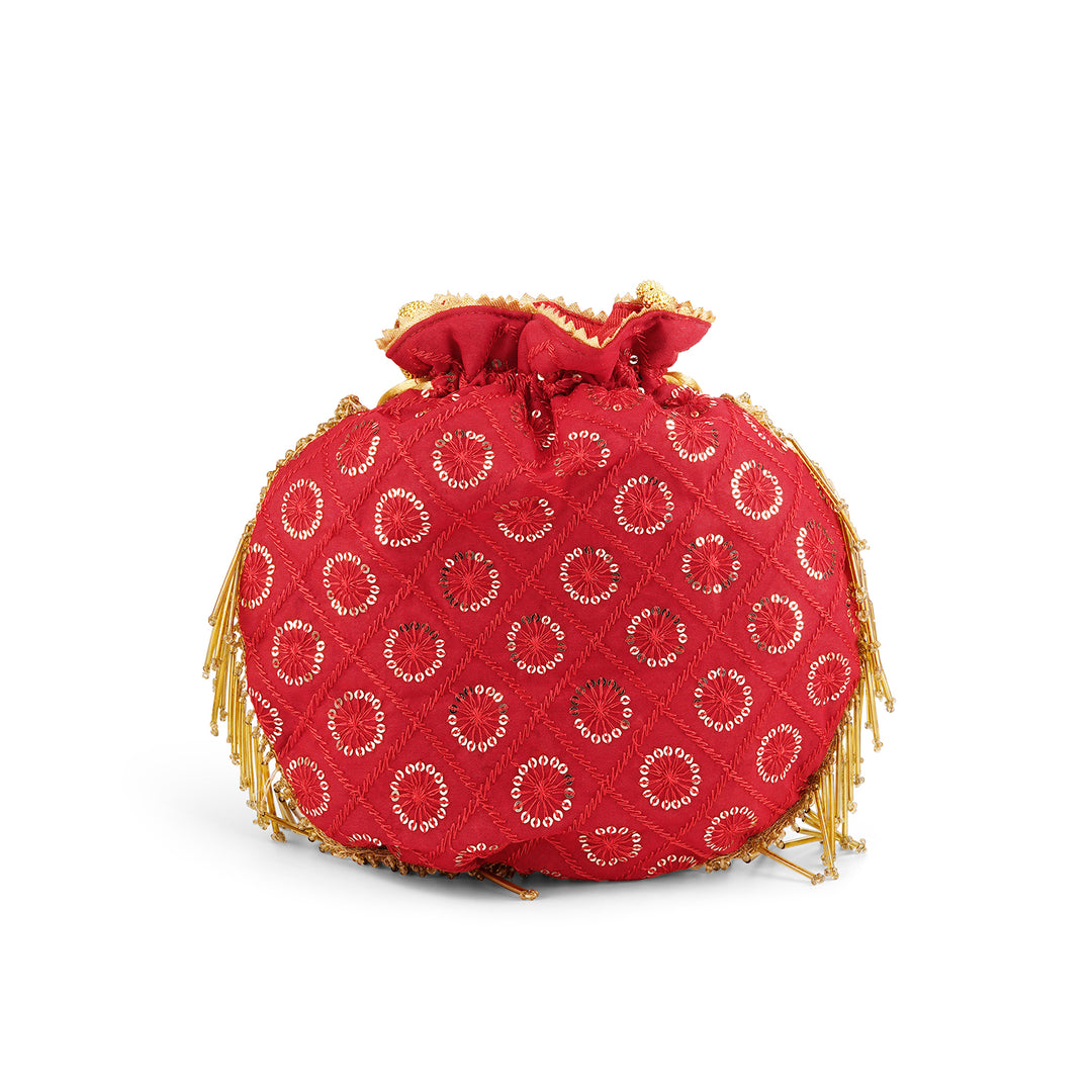 Meri Pyaari Bindu Red Sequence Potli Bag