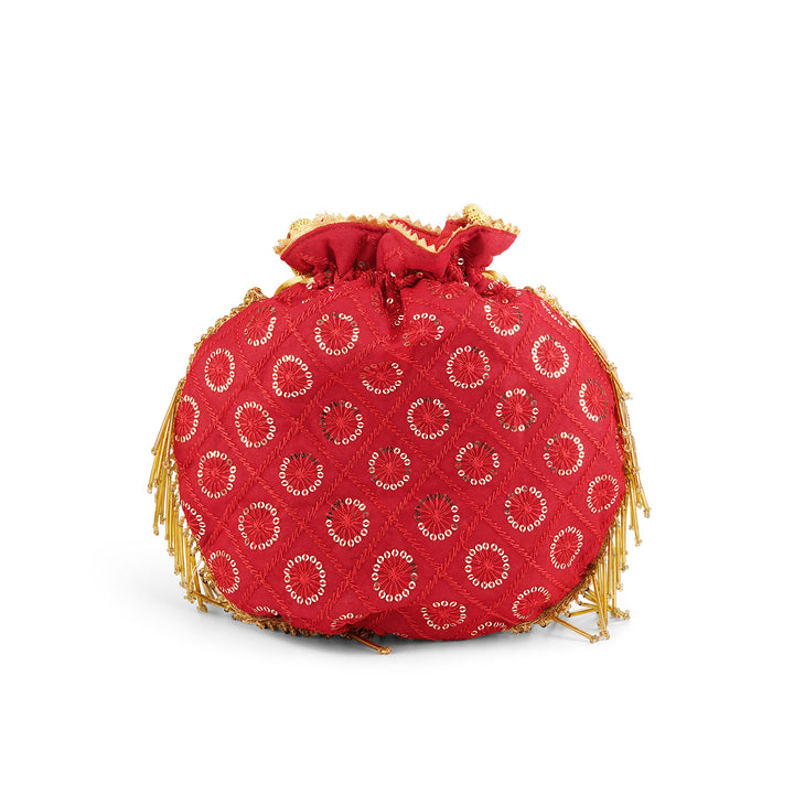 Meri Pyaari Bindu Red Sequence Potli Bag