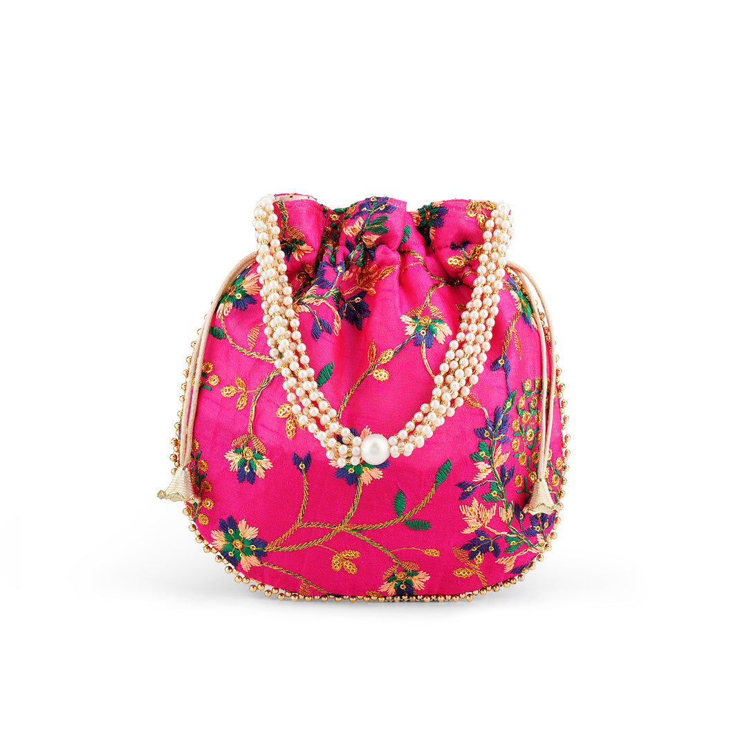 Mausam Mastana Embroidered Pink Potli Bag