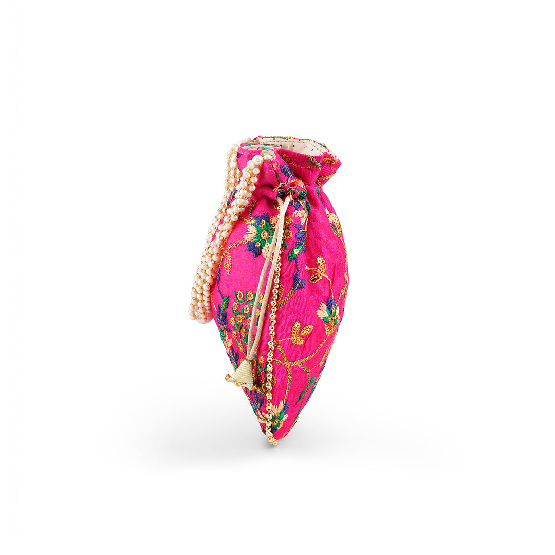 Mausam Mastana Embroidered Pink Potli Bag
