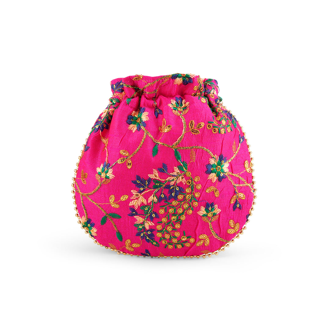 Mausam Mastana Embroidered Pink Potli Bag
