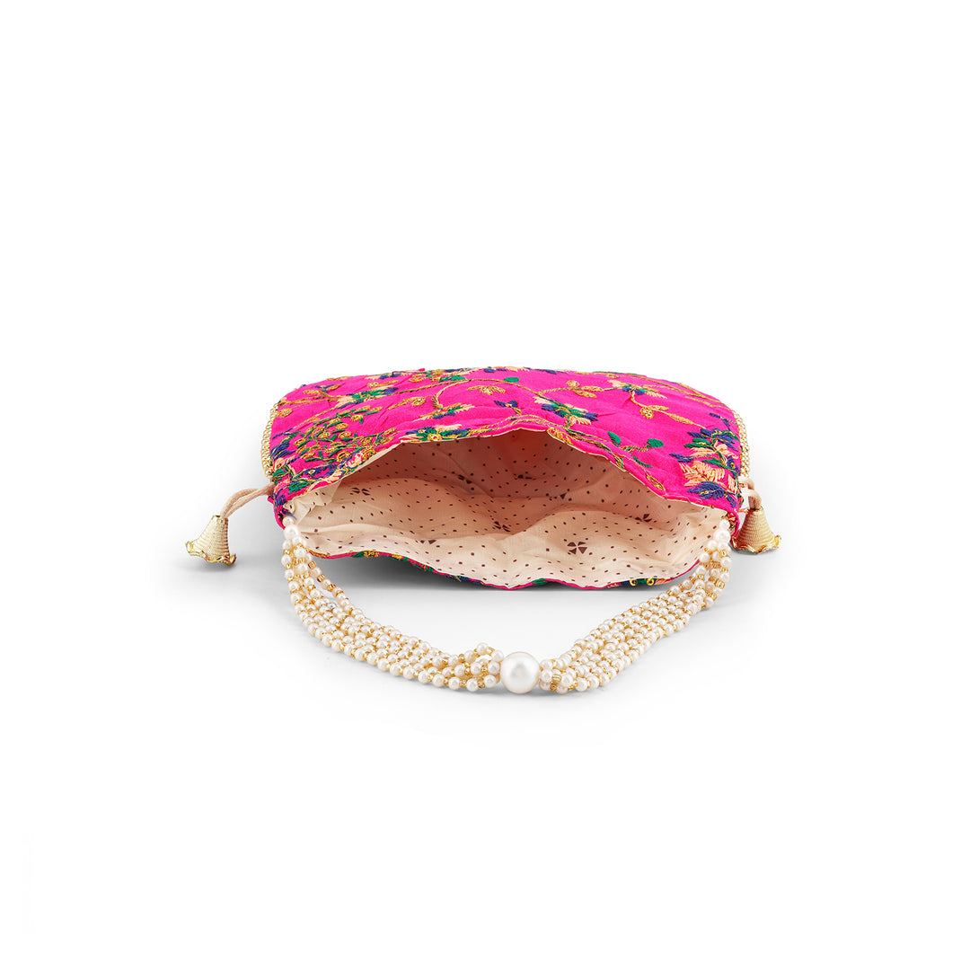 Mausam Mastana Embroidered Pink Potli Bag