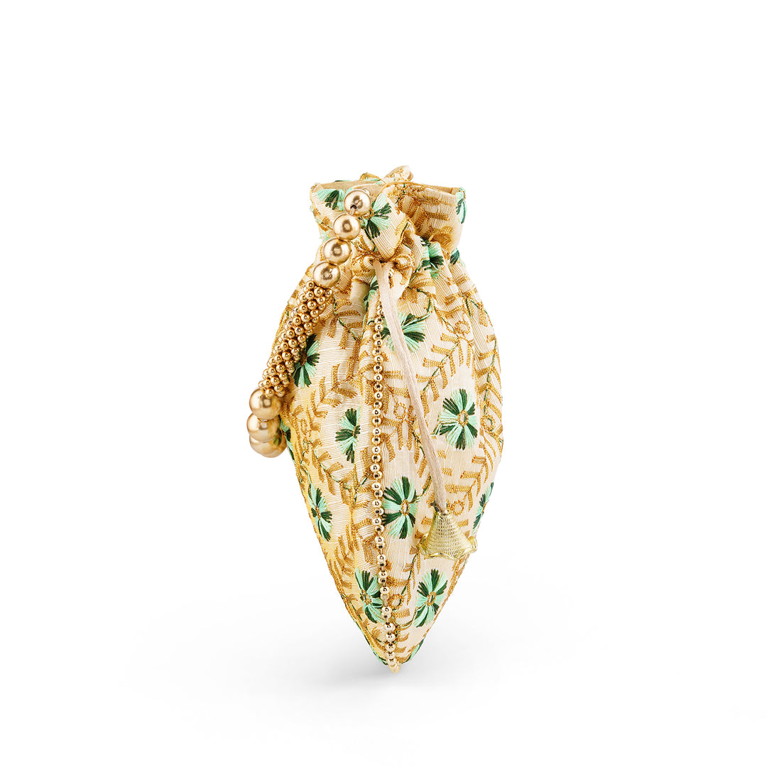 Jab Phool Khile Green Embroidered Potli Bag